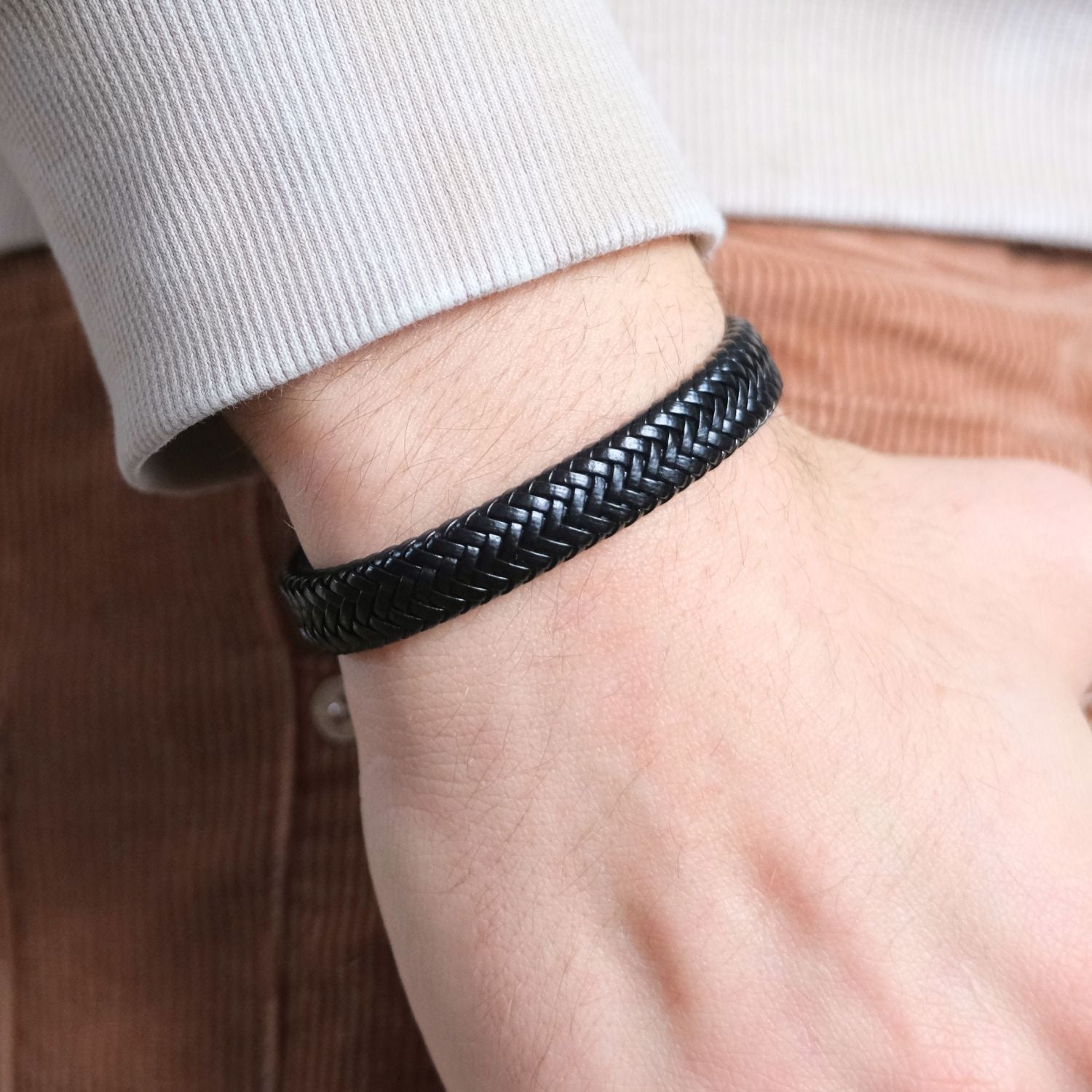 Aan mijn zoon - Zwarte Gevlochten Armband