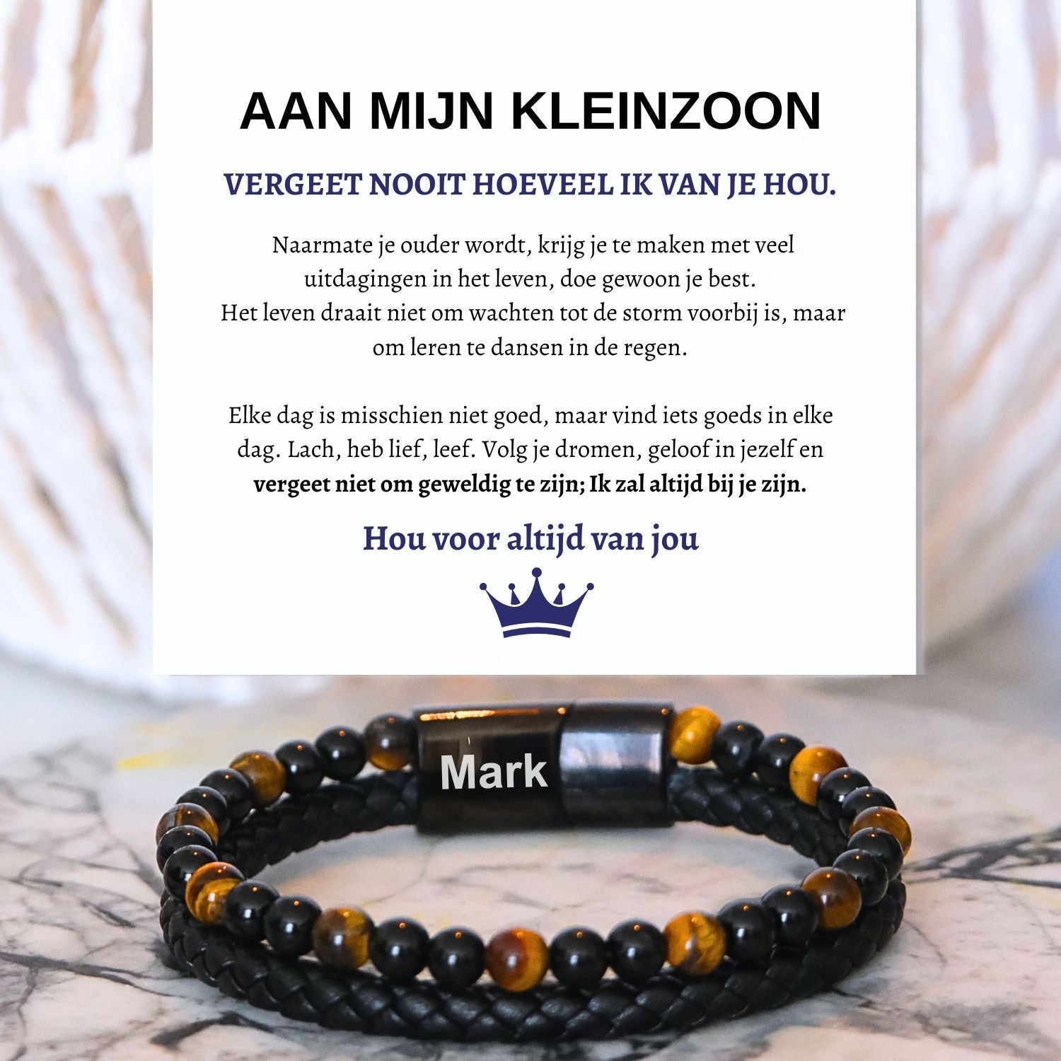 Gepersonaliseerde - Tijgeroog armband NEW