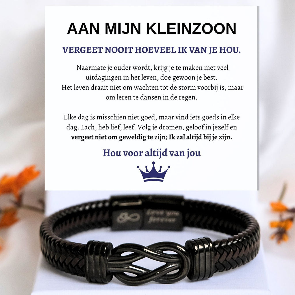 Aan Mijn Kleinzoon Armband - Zwart Infinity Armband