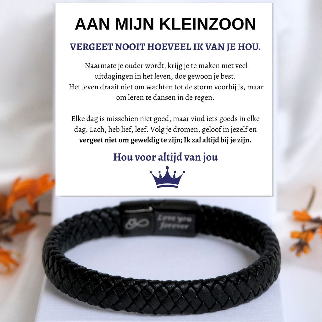 Aan Mijn Kleinzoon - Zwarte Gevlochten Armband