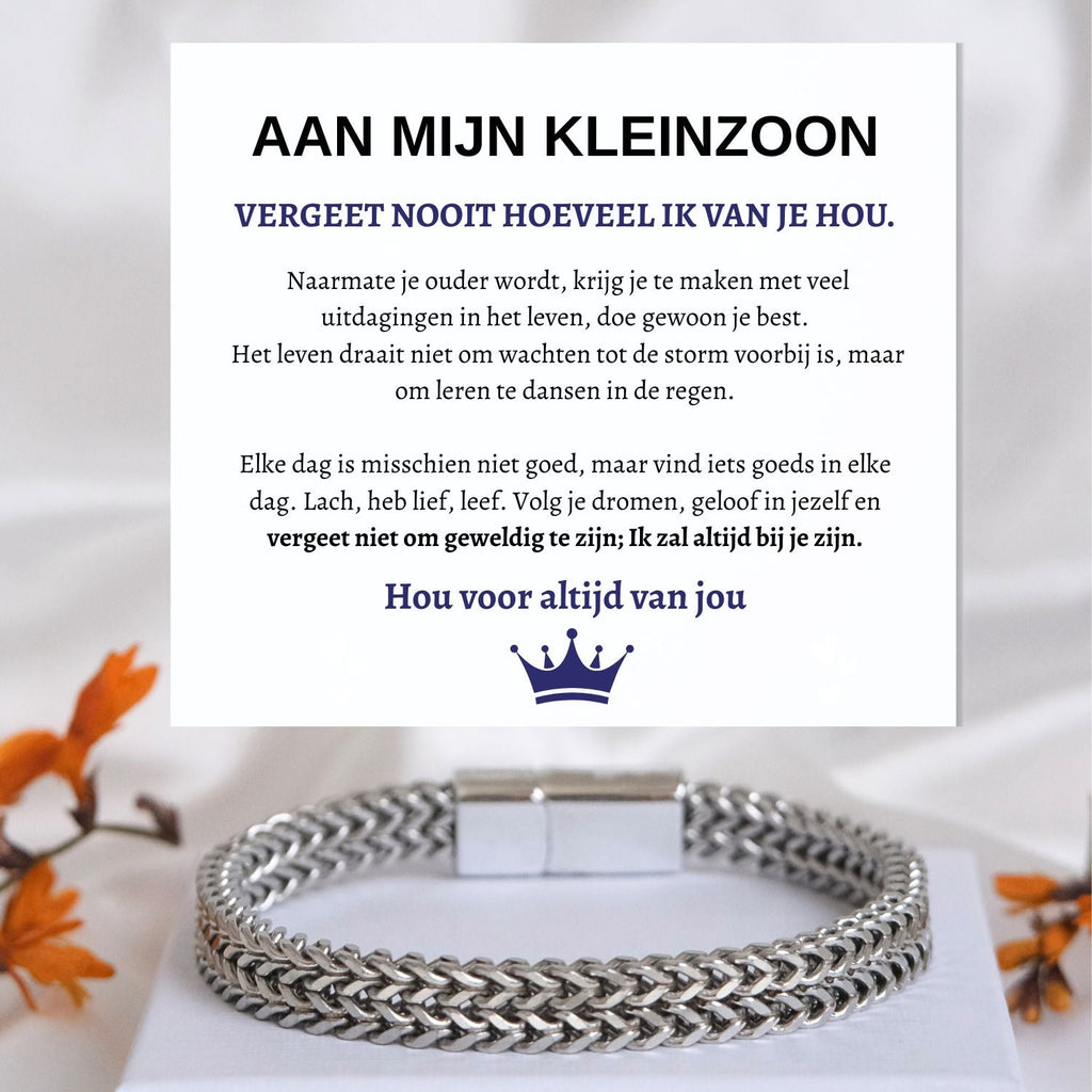 Aan Mijn Kleinzoon - Armband Roestvrij Staal Delux