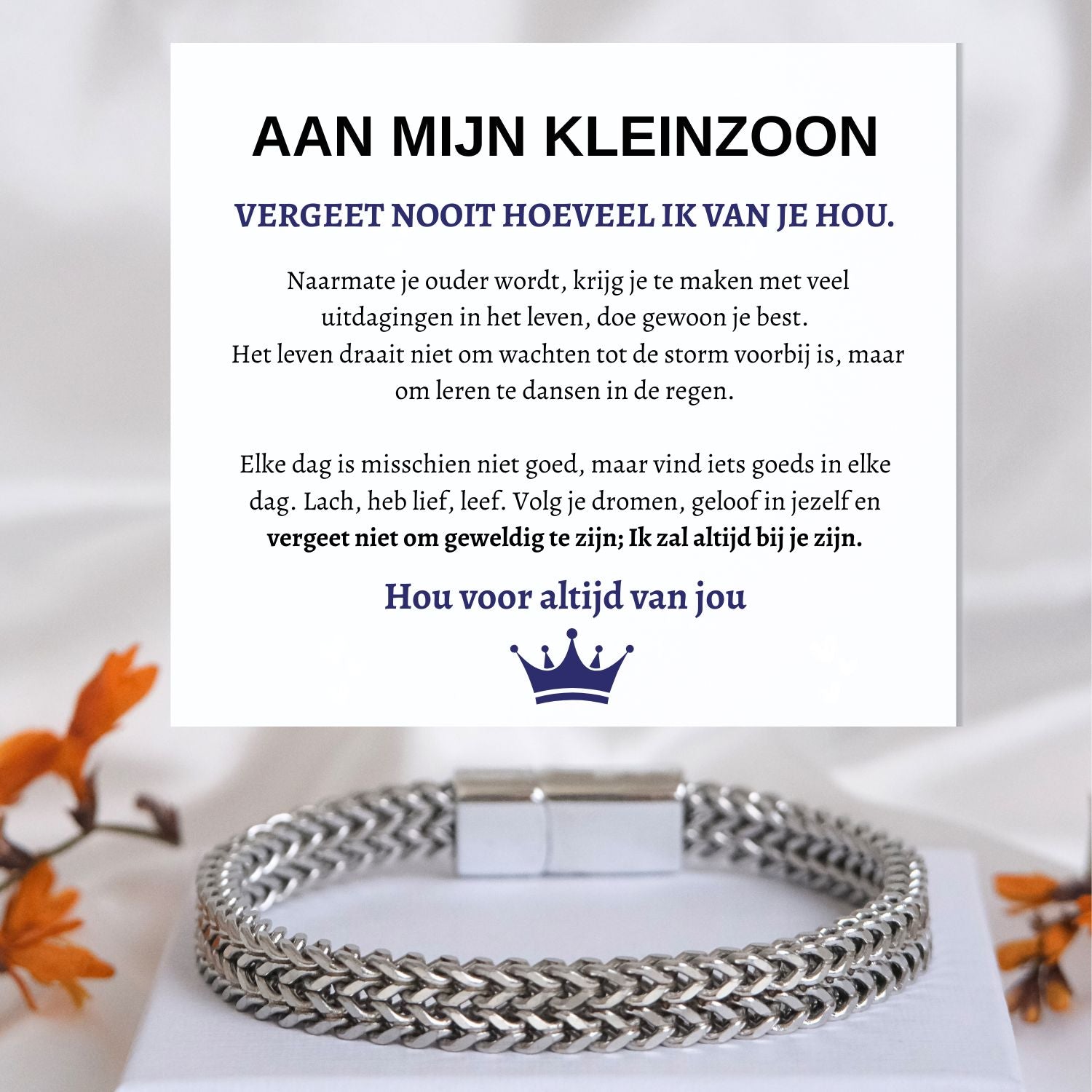Aan Mijn Kleinzoon - Armband Roestvrij Staal Delux