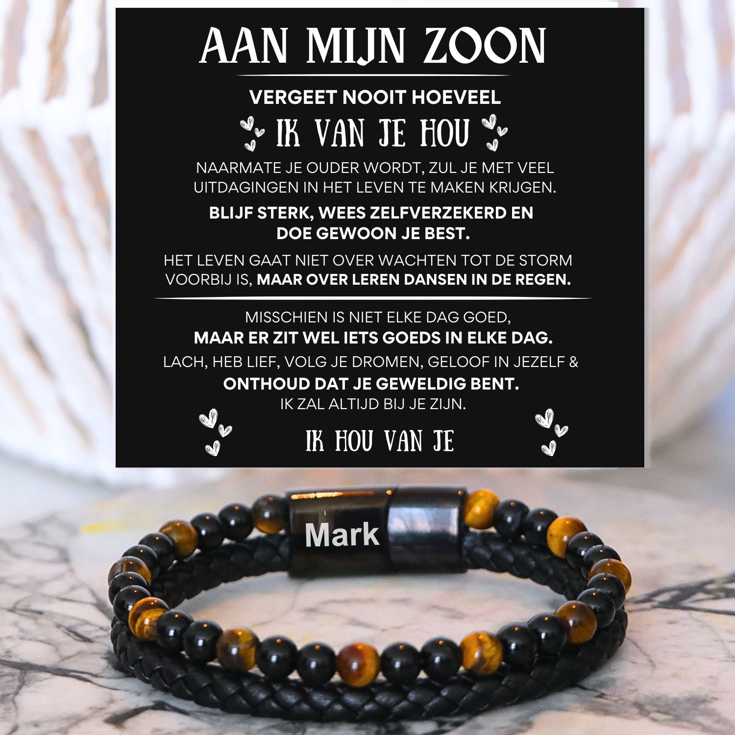 Gepersonaliseerde - Tijgeroog armband NEW