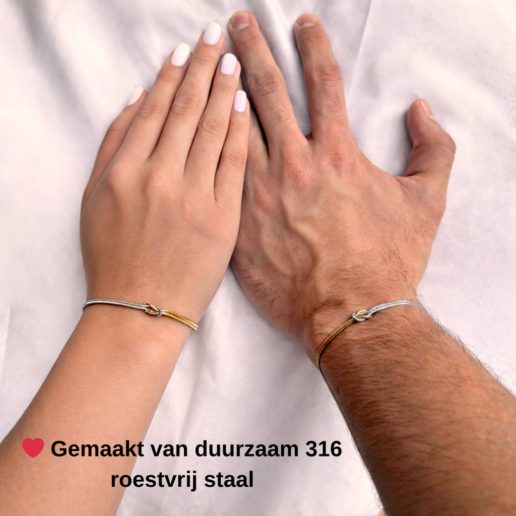 Set van 2 Liefdesknoop Armbanden – Cadeauverpakking met Beloftecertificaat V3