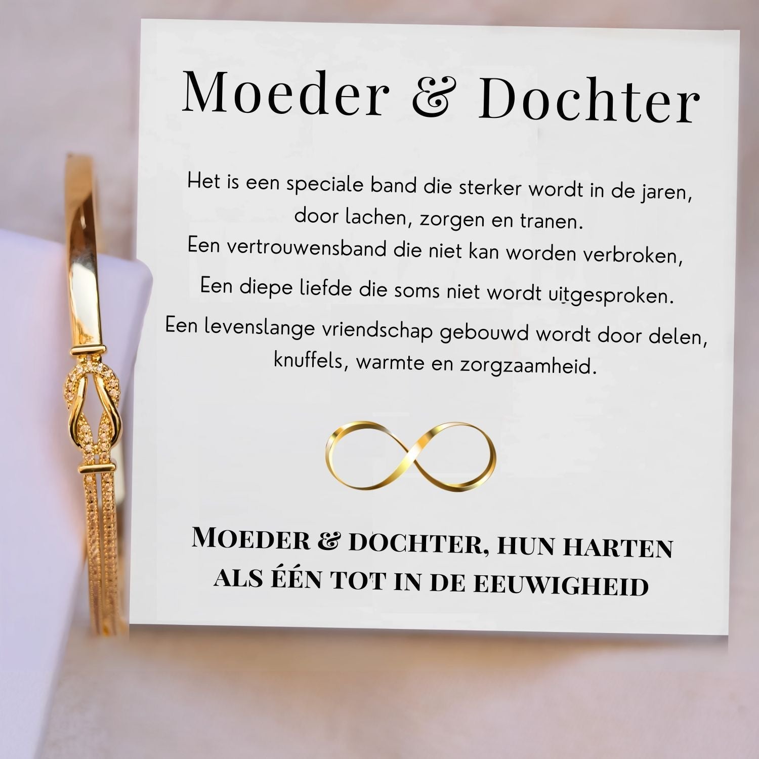 Moeder & dochter - Altijd In Mijn Hart - Liefdesknoop bangle armband