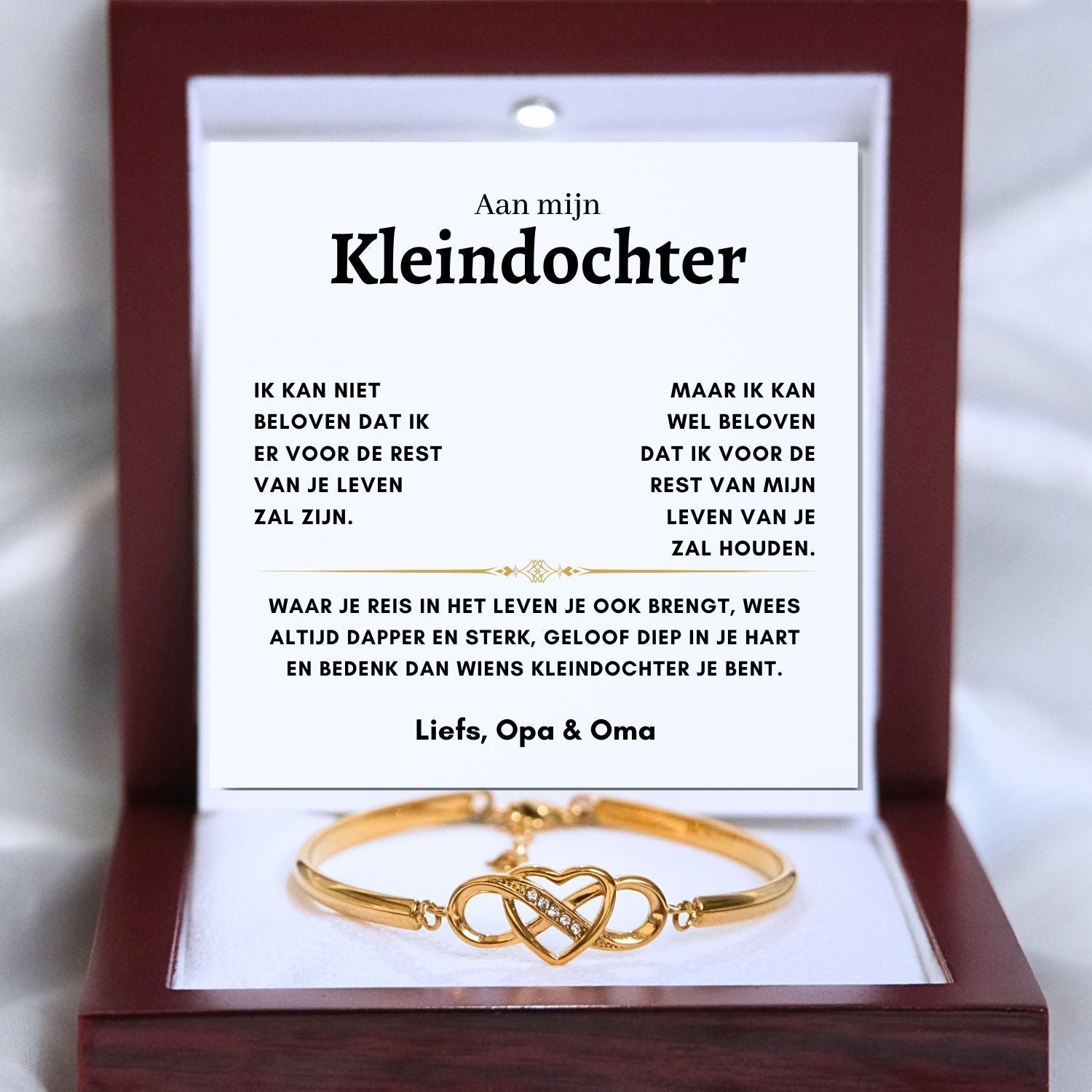 Aan mijn Kleindochter - Armband Infinity - Liefs, Opa & Oma