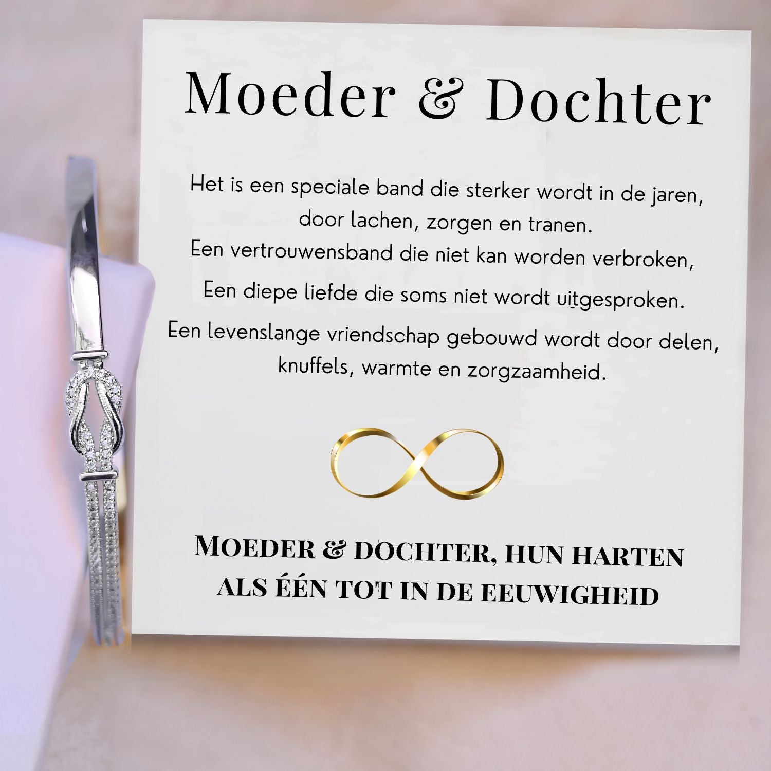 Moeder & dochter - Altijd In Mijn Hart - Liefdesknoop bangle armband