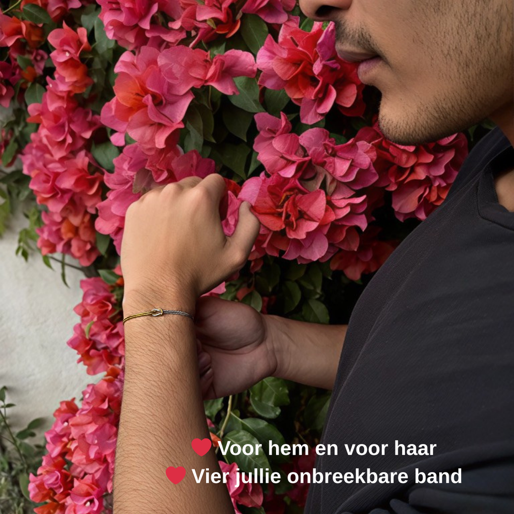 Set van 2 Liefdesknoop Armbanden – Cadeauverpakking met Beloftecertificaat V1