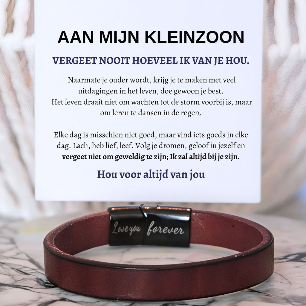 Aan Mijn Kleinzoon -  Bruine leren armband