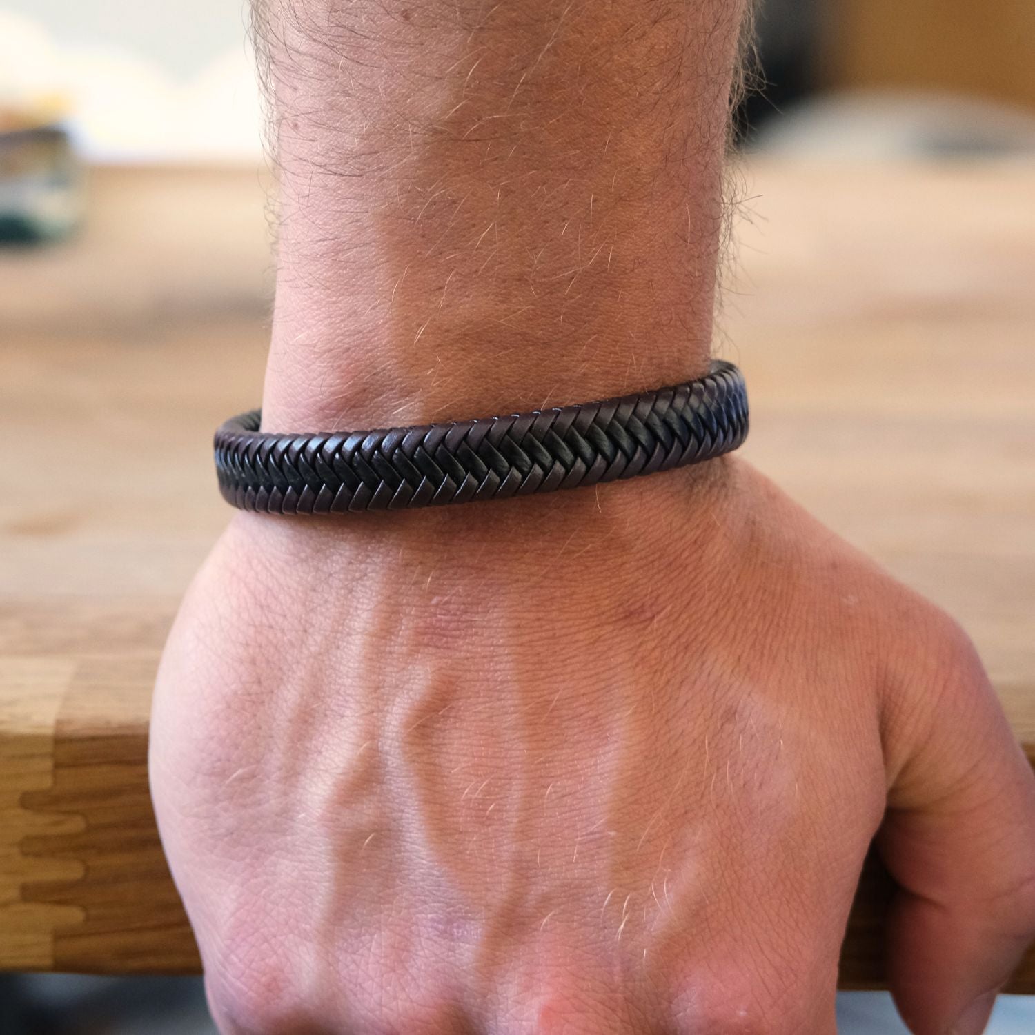 Aan mijn Zoon - Zwart Bruine gevlochten Armband