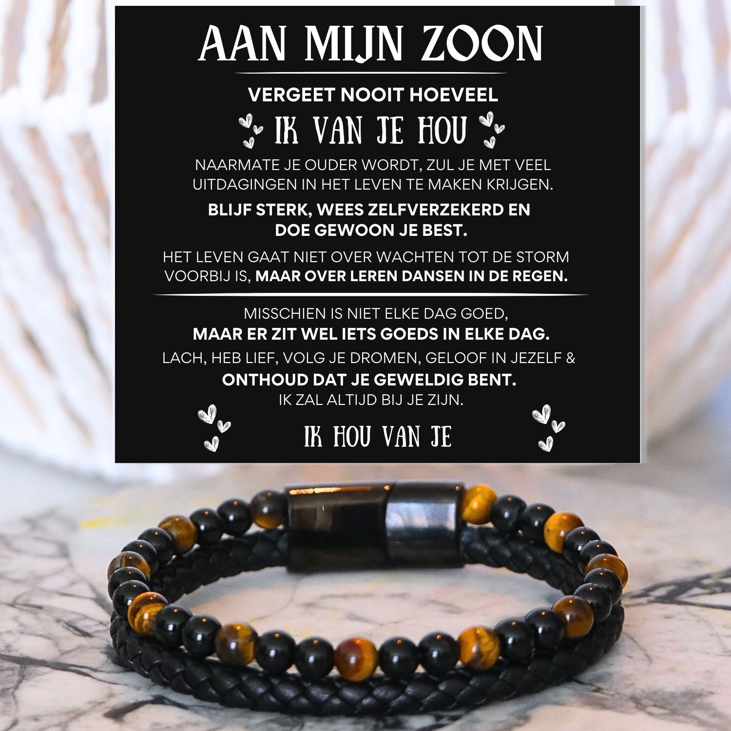 Aan mijn Zoon - Tijgeroog armband NEW