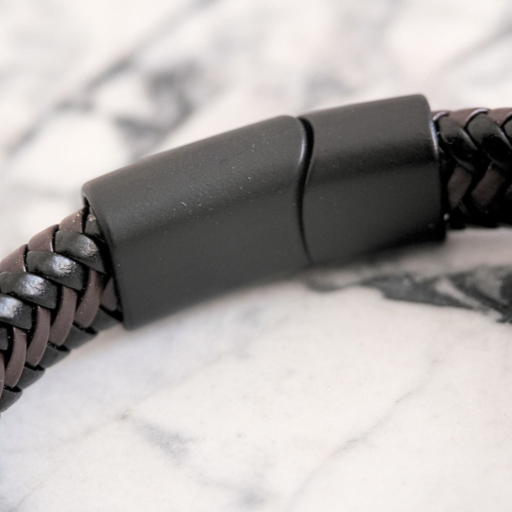 Aan mijn Zoon - Zwart Bruine gevlochten Armband