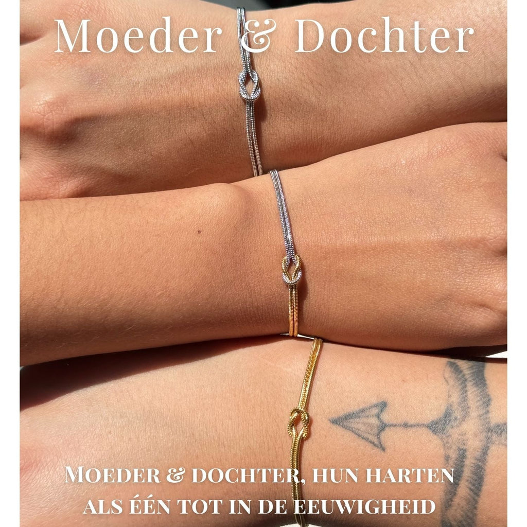 Moeder & dochter armband -Liefdesknoop Armband - Moederdag cadeau