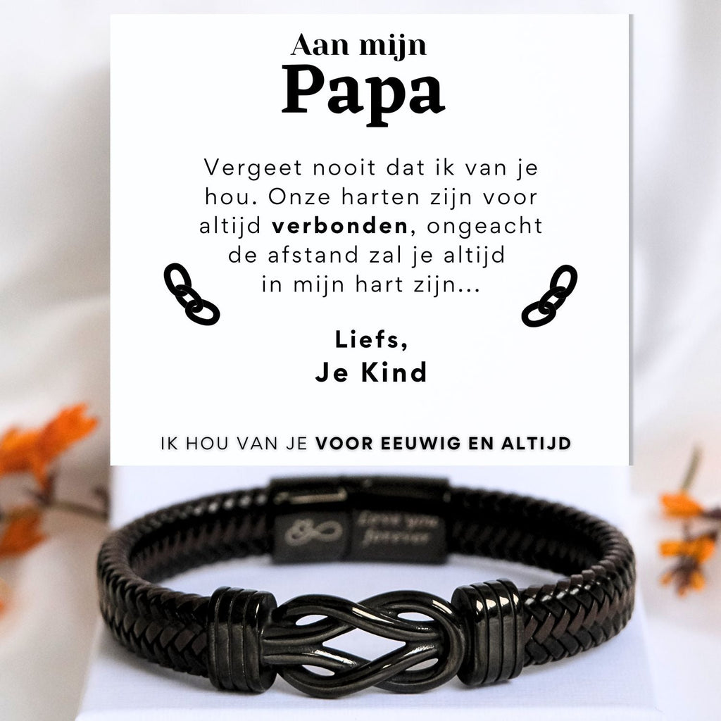 Aan mijn Papa - Zwart infinity armband