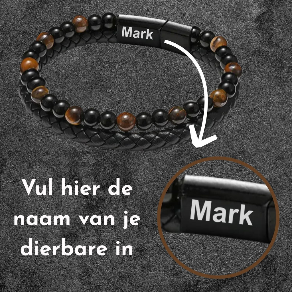 Gepersonaliseerde - Tijgeroog armband NEW