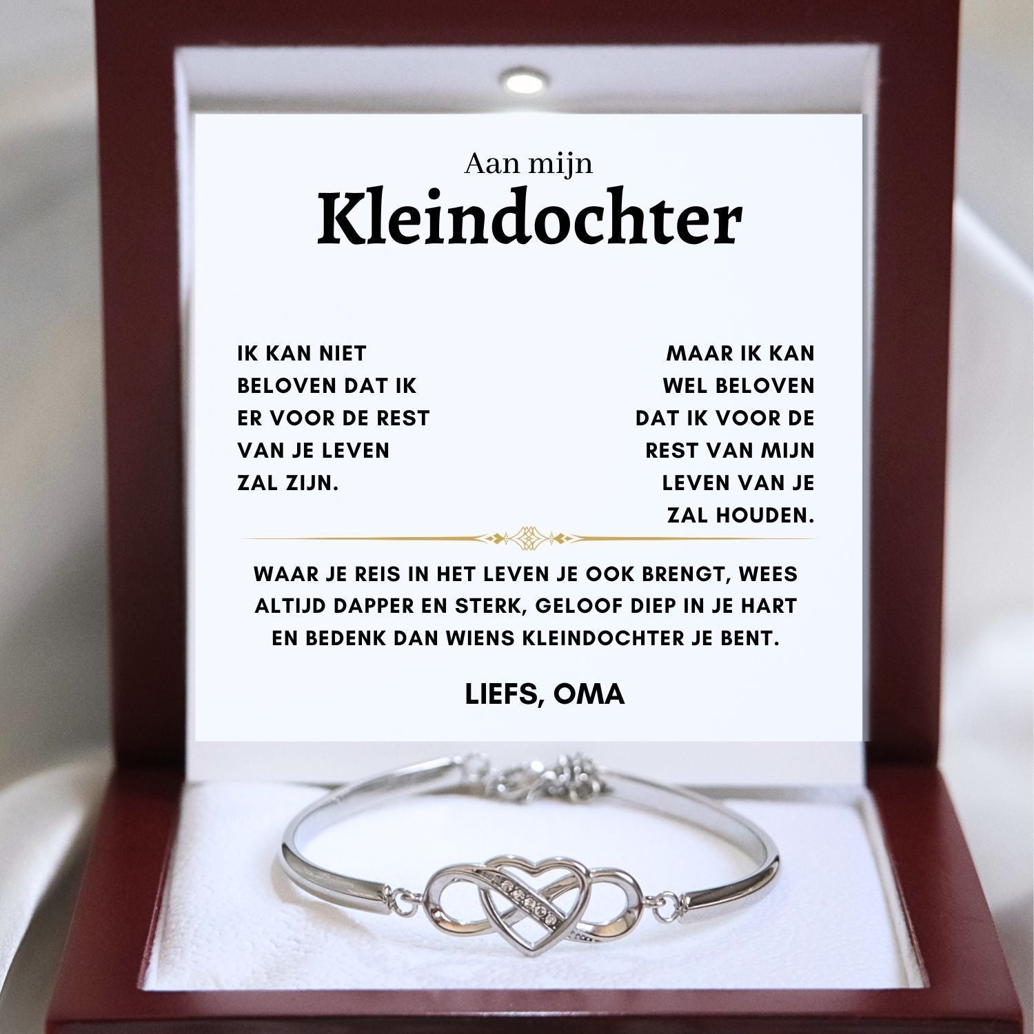 Aan mijn Kleindochter - Armband Infinity - Reis in het leven