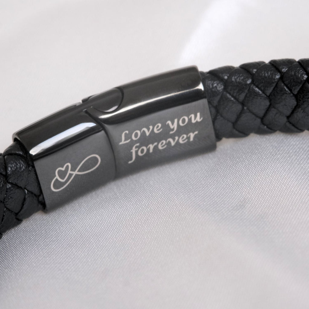 Aan mijn Man Zwarte Gevlochten Armband